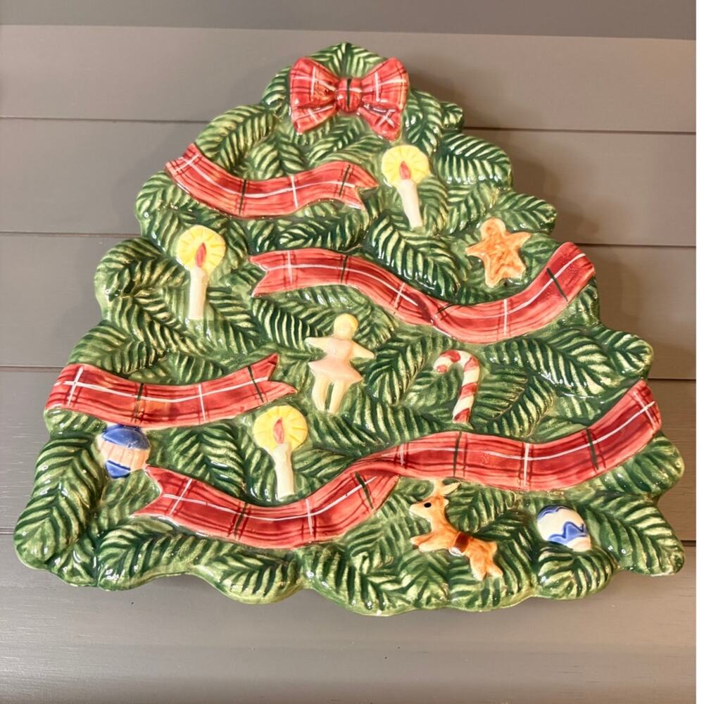 Vintage Fitz & Floyd 1994 Christmas Tree Platter RH Macy & Co
